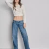 Lässige Denim-Jeans mit niedriger Leibhöhe und geradem Bein