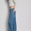 Lässige Denim-Jeans mit niedriger Leibhöhe und geradem Bein