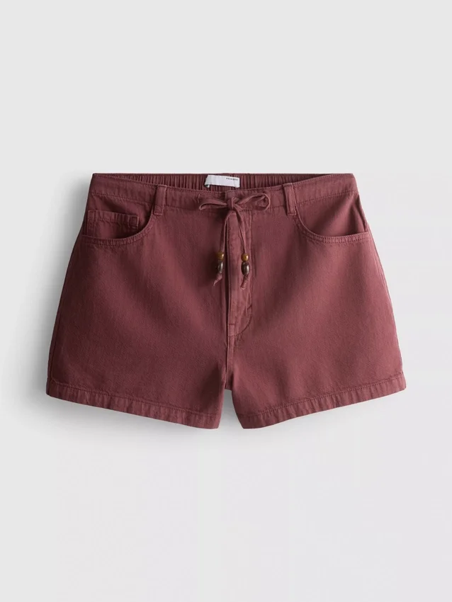Lässige Shorts aus Baumwolle mit Kordelzug und Perlenverzierung