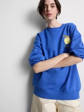 Lässiges Sweatshirt in Zitronengelb mit hohem Baumwollanteil