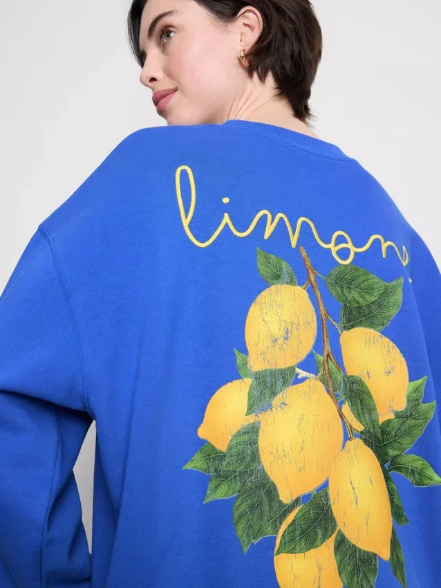 Lässiges Sweatshirt in Zitronengelb mit hohem Baumwollanteil