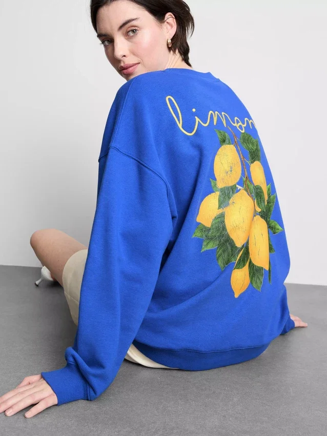Lässiges Sweatshirt in Zitronengelb mit hohem Baumwollanteil