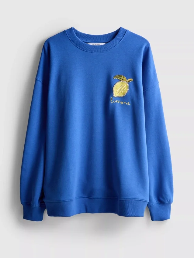 Lässiges Sweatshirt in Zitronengelb mit hohem Baumwollanteil