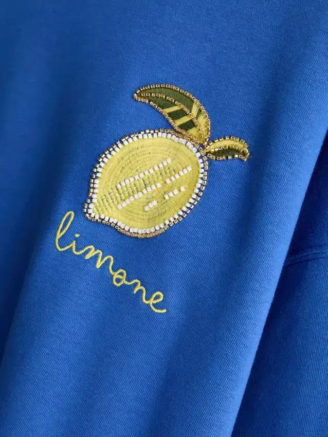 Lässiges Sweatshirt in Zitronengelb mit hohem Baumwollanteil