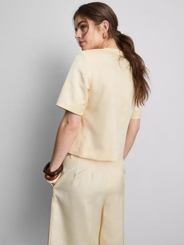 Massgeschneiderter Kurzarm-Blazer aus Baumwollmischung für Shorts