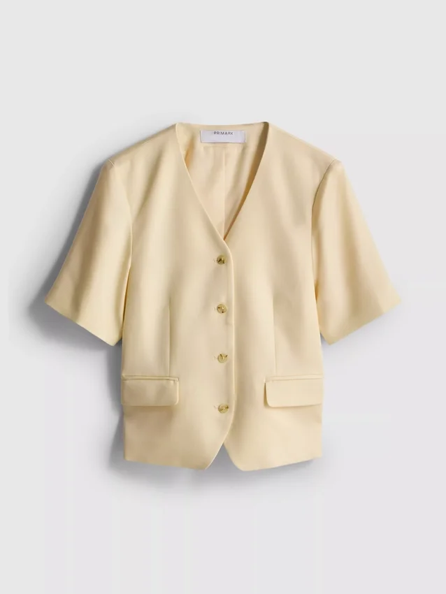 Massgeschneiderter Kurzarm-Blazer aus Baumwollmischung für Shorts