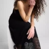 Maxikleid mit V-Ausschnitt und Spitze