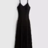 Maxikleid mit V-Ausschnitt und Spitze