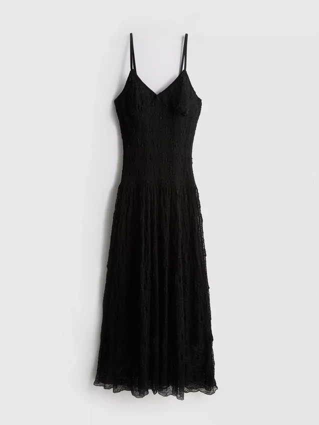 Maxikleid mit V-Ausschnitt und Spitze