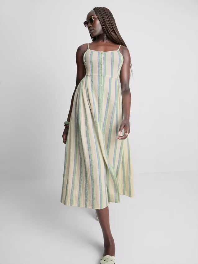 Midi-Kleid aus Baumwolle mit Knopfleiste