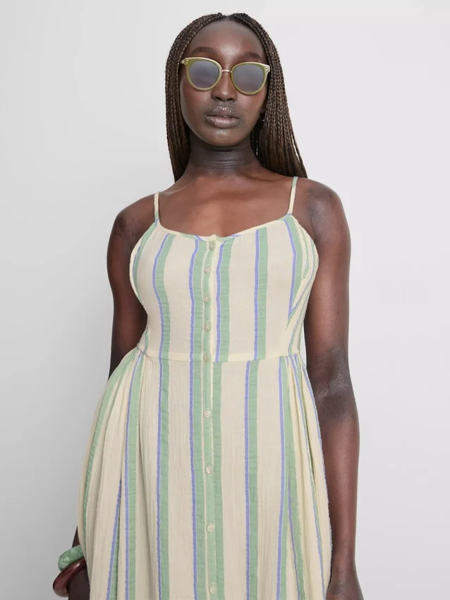 Midi-Kleid aus Baumwolle mit Knopfleiste