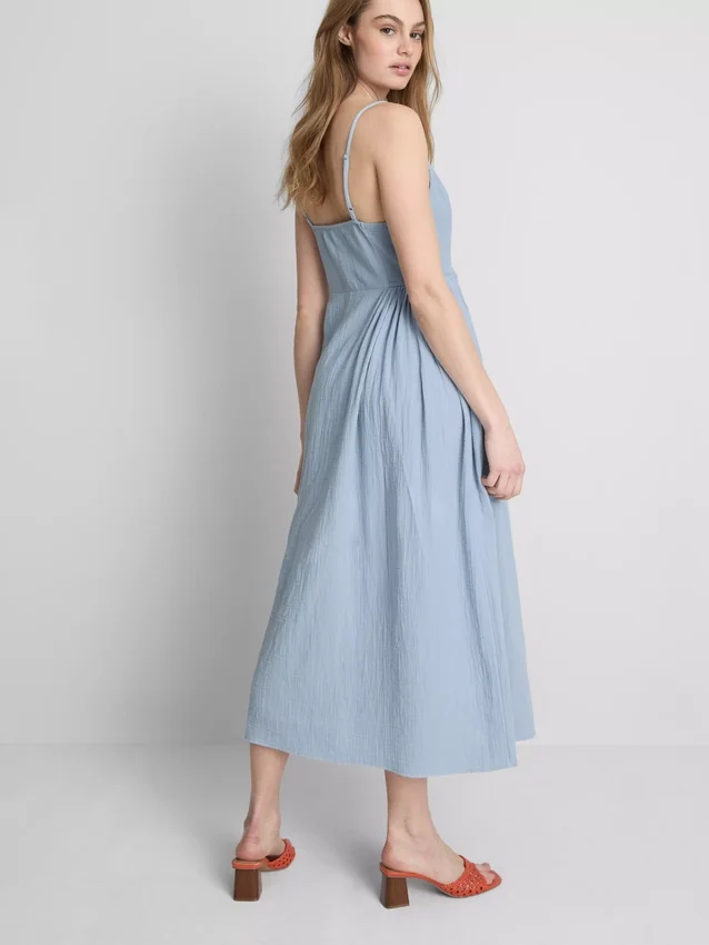 Midi-Kleid aus Baumwolle mit Knopfleiste