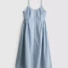Midi-Kleid aus Baumwolle mit Knopfleiste