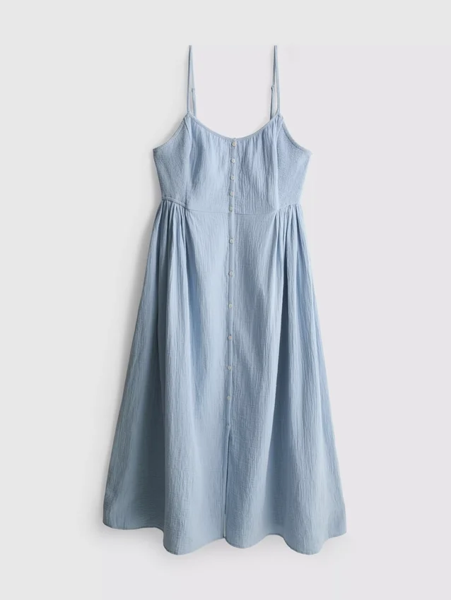 Midi-Kleid aus Baumwolle mit Knopfleiste