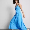 Midi-Kleid aus Baumwolle mit Trägern im Korsettstil