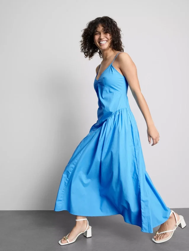 Midi-Kleid aus Baumwolle mit Trägern im Korsettstil