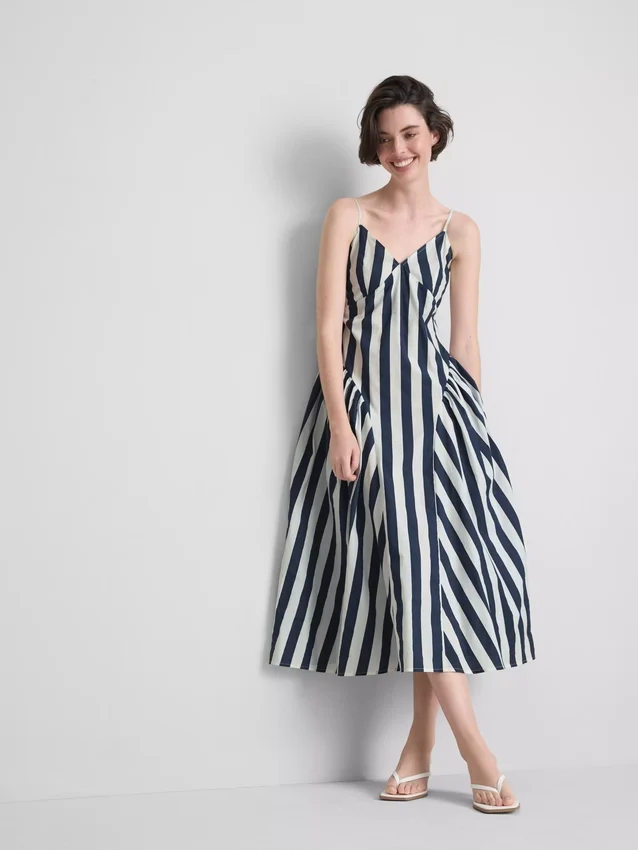 Midi-Kleid aus Baumwolle mit Trägern im Korsettstil