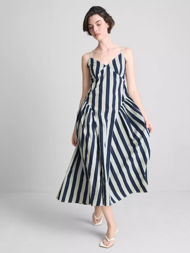 Midi-Kleid aus Baumwolle mit Trägern im Korsettstil