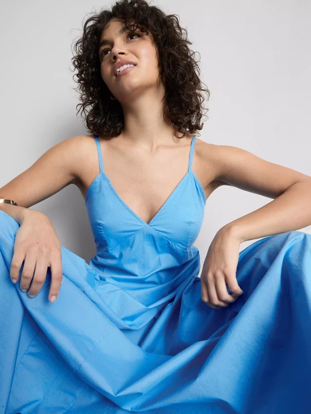Midi-Kleid aus Baumwolle mit Trägern im Korsettstil