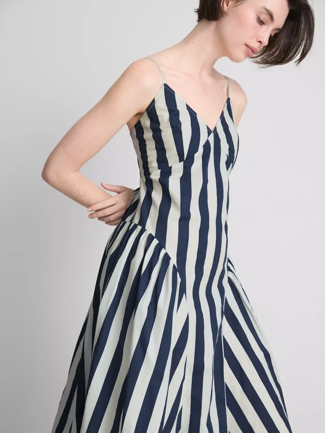 Midi-Kleid aus Baumwolle mit Trägern im Korsettstil