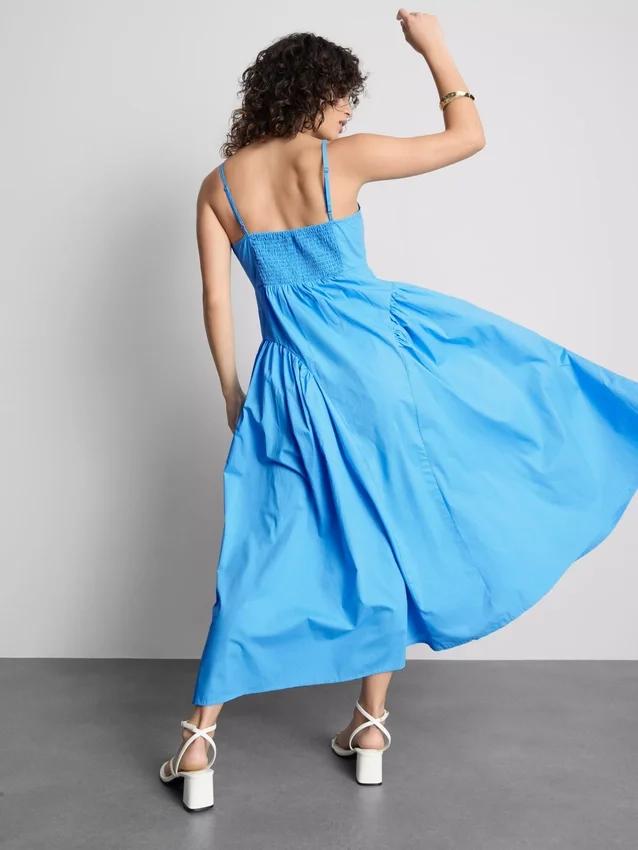 Midi-Kleid aus Baumwolle mit Trägern im Korsettstil