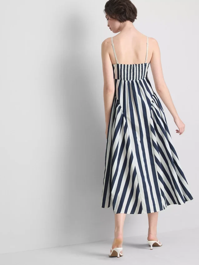 Midi-Kleid aus Baumwolle mit Trägern im Korsettstil