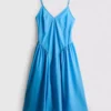 Midi-Kleid aus Baumwolle mit Trägern im Korsettstil