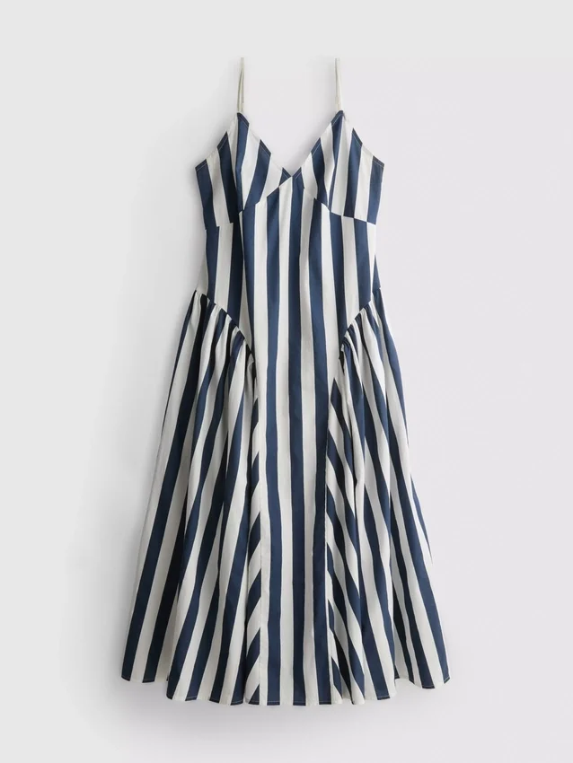 Midi-Kleid aus Baumwolle mit Trägern im Korsettstil