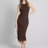 Midi-Kleid mit geripptem integrierten BH