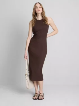 Midi-Kleid mit geripptem integrierten BH