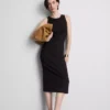 Midi-Kleid mit geripptem integrierten BH