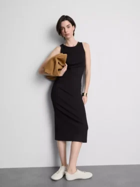 Midi-Kleid mit geripptem integrierten BH