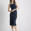 Midi-Kleid mit geripptem integrierten BH