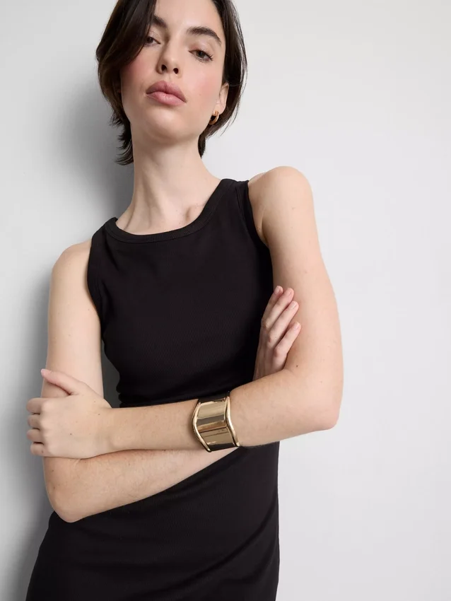 Midi-Kleid mit geripptem integrierten BH