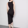 Midi-Kleid mit geripptem integrierten BH