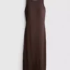 Midi-Kleid mit geripptem integrierten BH