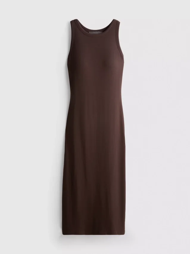 Midi-Kleid mit geripptem integrierten BH