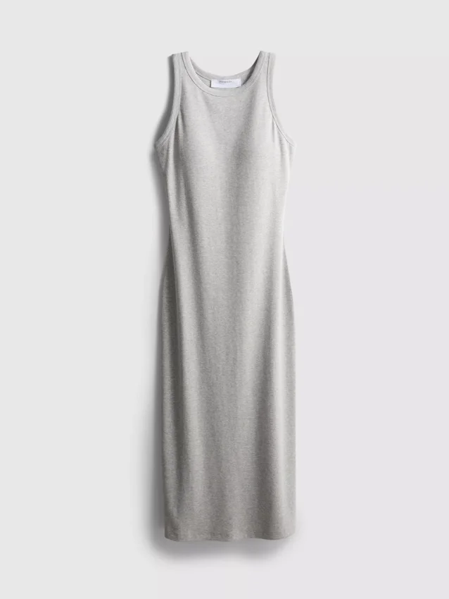 Midi-Kleid mit geripptem integrierten BH