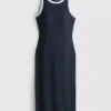 Midi-Kleid mit geripptem integrierten BH