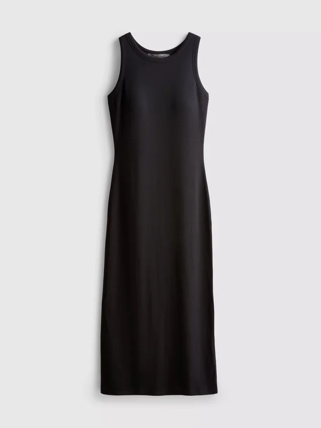 Midi-Kleid mit geripptem integrierten BH