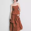 Midi-Kleid mit gestuften Rüschen