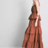 Midi-Kleid mit gestuften Rüschen