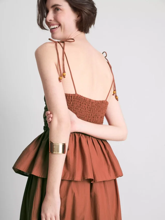Midi-Kleid mit gestuften Rüschen