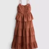 Midi-Kleid mit gestuften Rüschen