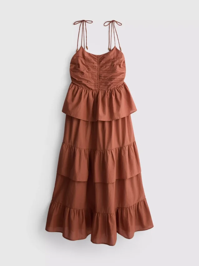 Midi-Kleid mit gestuften Rüschen