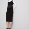 Midi-Kleid mit quadratischem Ausschnitt im Second-Skin-Look