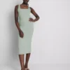 Midi-Kleid mit quadratischem Ausschnitt im Second-Skin-Look