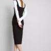 Midi-Kleid mit quadratischem Ausschnitt im Second-Skin-Look