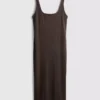 Midi-Kleid mit quadratischem Ausschnitt im Second-Skin-Look