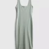 Midi-Kleid mit quadratischem Ausschnitt im Second-Skin-Look